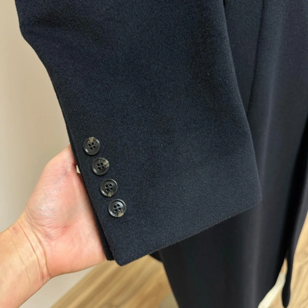 Cezani Black Wool Long Coat Peacoat 44L